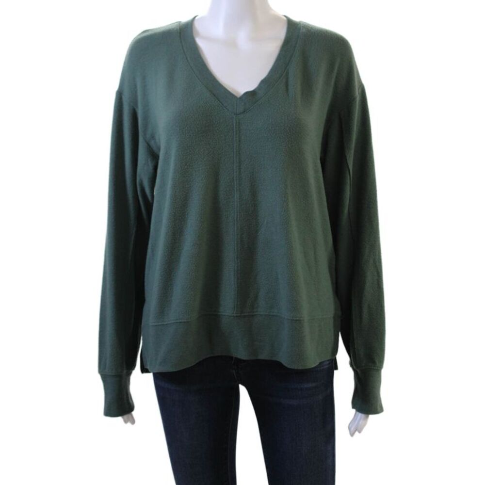 Z Supply Women Pullover Sweater Army Green V Neck Long Sleeve Size M